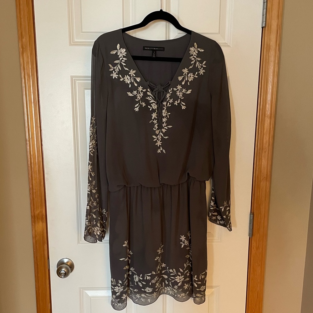 beautiful White House Black Market grey dress!